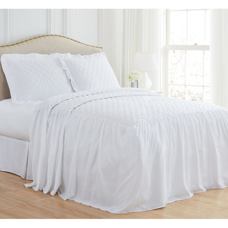 Winston Porter Penarth White Microfiber 3 Piece Coverlet / Bedspread
